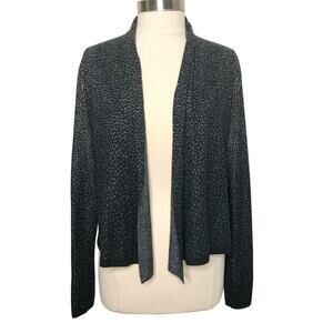 LK Bennett Medium M CD Daniele Wool Blend Dot Sweater Cardigan Black White Open